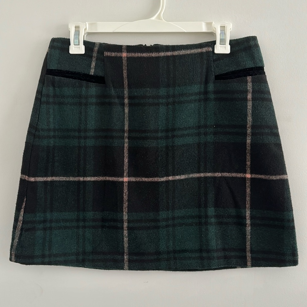 *SOLD* NWT Copper Key NWT Green Black Plaid Flannel Holiday Mini Skirt